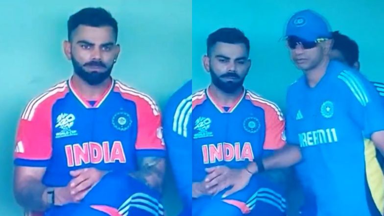 Rahul Dravid Consoles Dejected Virat Kohli: इंग्लैंड के खिलाफ सेमीफाइनल मैच में जल्दी आउट होने के बाद निराश विराट कोहली का कोच राहुल द्रविड़ ने बढ़ाया मनोबल, देखें वीडियो