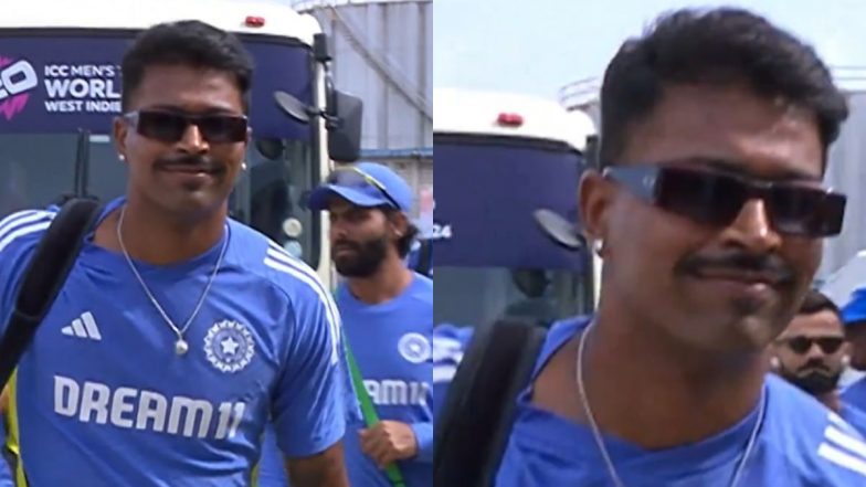 Hardik Pandya New Look: टी20 विश्व कप फाइनल से पहले हार्दिक पांड्या ने अपनाया नया लुक, भारतीय टीममेट्स के साथ पहुंचे केंसिंग्टन ओवल, देखें वीडियो