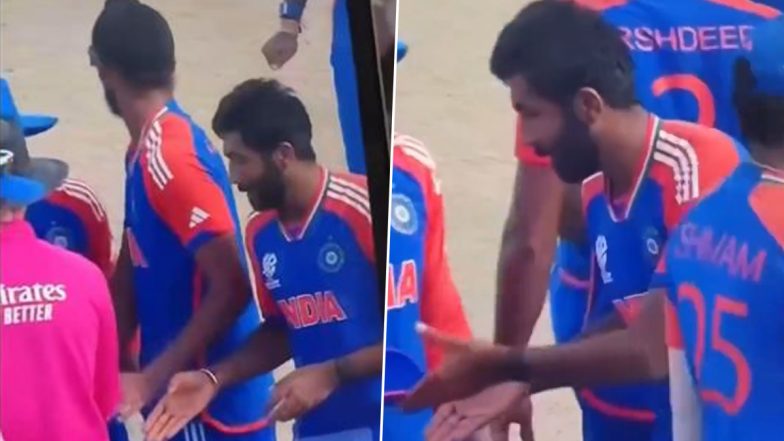Umpire Ignore Jasprit Bumrah’s Handshake: सेमीफाइनल में टीम इंडिया की जीत के बाद अंपायर ने जसप्रीत बुमराह के हाथ मिलाने को किया नजरअंदाज, देखें वीडियो