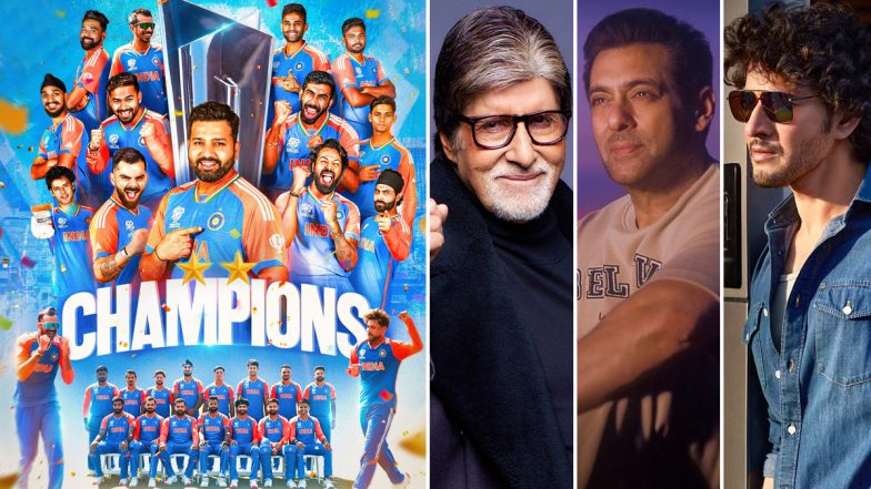 Celebrities Congratulate Team India:&nbsp;टी20 विश्व कप की ट्राफी जीतने के बाद अमिताभ बच्चन, सलमान खान, महेश बाबू समेत कई&nbsp;फिल्मी सितारों ने टीम इंडिया को दी बधाई, देखें पोस्ट