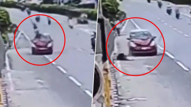 Hyderabad Accident Video: फोन पर बात करते हुए सड़क पार कर रहे शख्स को कार ने टक्कर मारी, सामने आया हादसे का खौफनाक वीडियो
