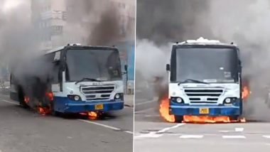 Bus Fire In Bengaluru: बस में लगी भीषण आग, ड्राइवर की सतर्कता ने बचाई यात्रियों की जान, बेंगलुरु के एमजी रोड की घटना-Video