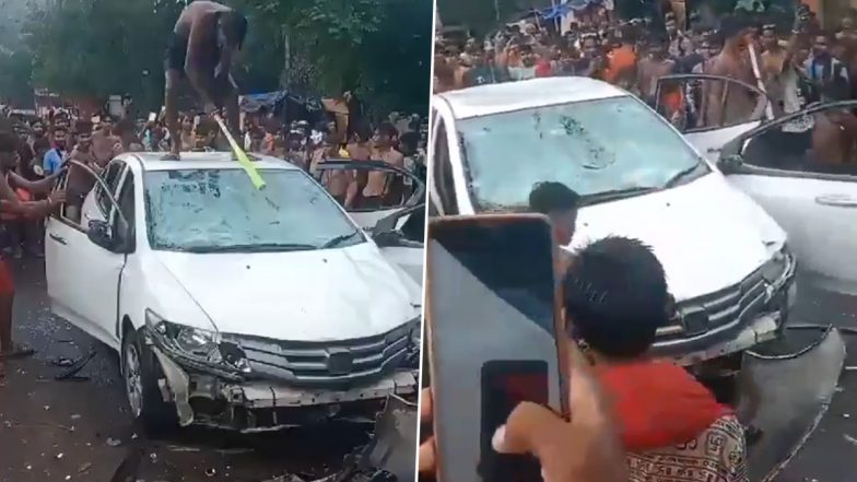 Ghaziabad Video: अब कावड़ियों ने दूसरी बार की कार में जमकर तोड़फोड़, मचाया उत्पात, उत्तरप्रदेश के घाजियाबाद की घटना