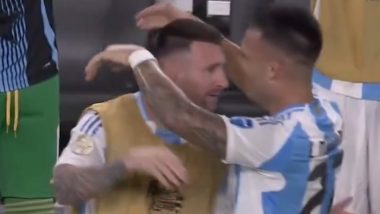 Lautaro Martinez Hugs Lionel Messi Video: कोलंबिया के खिलाफ विजयी गोल करने के बाद लुटारो मार्टिनेज ने लियोनेल मेस्सी को लगाया गले, वीडियो हुआ वायरल