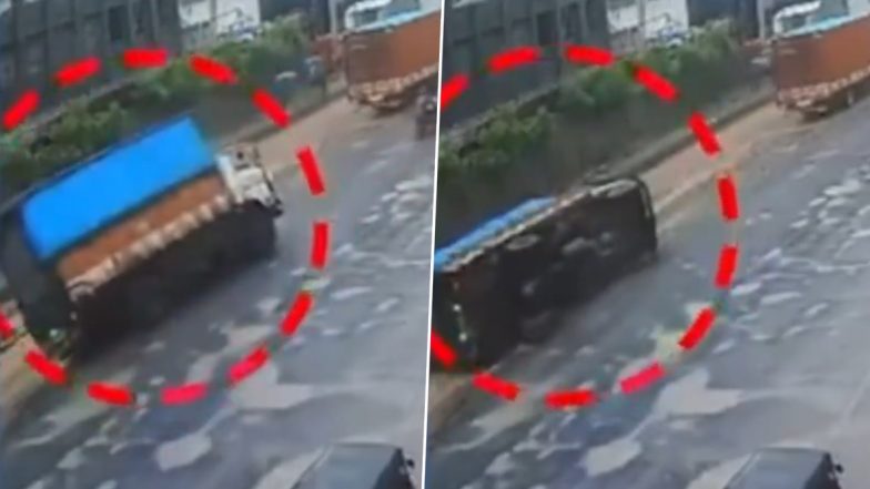 Viral Video: सड़कों पर गड्डों से निकलते हुए पलटी हुआ ट्रक, गुजरात के दमन का वीडियो वायरल