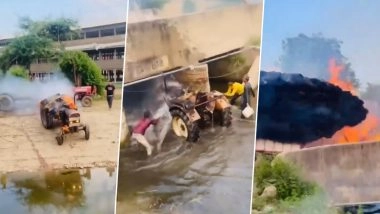 Viral Video: ट्रैक्टर में लग गई आग, लोगों ने रस्सी से खींचकर नाले में उतारा और फिर बुझाई आग, सोशल मीडिया पर वायरल हो रहा वीडियो