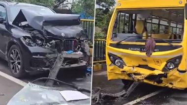 Pimpri-Chinchwad Accident: विद्यार्थियों को ले जा रही है स्कूल बस और बीएमडब्ल्यू कार में टक्कर, 2 विद्यार्थी हुए घायल, पिंपरी-चिंचवड की घटना-Video