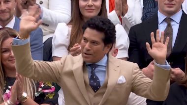 Wimbledon Welcomes Sachin Tendulkar: विंबलडन ने खास वीडियो के साथ सचिन तेंदुलकर का सेंटर कोर्ट में किया स्वागत, मैच देखने पहुंचे मास्टर ब्लास्टर, देखें वीडियो