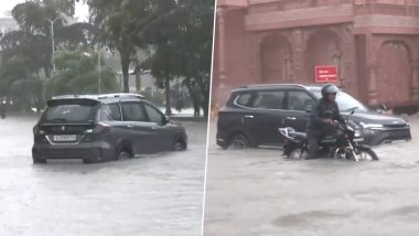 Gujarat Rain: गुजरात के सूरत में भारी बारिश से जीवन प्रभावित, गाडियां सड़क पर हुई बंद, कई जगहों पर हुआ जलभराव-Video