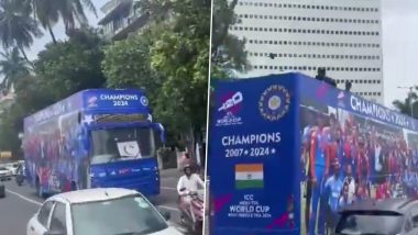 Team India Victory Parade: मुंबई में BCCI की जश्न को लेकर खास तैयारी, टीम इंडिया की विजय यात्रा में इस्तेमाल होने वाली बस पहुंची मरीन ड्राइव- VIDEO