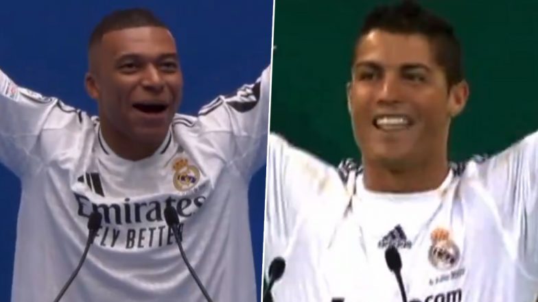 ‘Uno, Dos, Tres, Hala Madrid!’ किलियन एमबाप्पे ने की क्रिस्टियानो रोनाल्डो की नक़ल, CR7 ने जो 2009 में किया था उसे फ्रेंच फॉरवर्ड ने दोहराया, देखें वीडियो