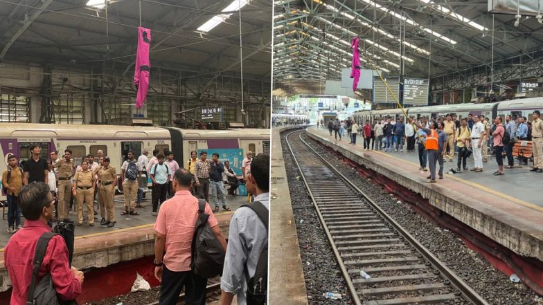 VIDEO: लड़के ने गर्लफ्रेंड को बारिश से बचाने के लिए फेंका रेनकोट, ओवरहेड वायर में फंसने से थम गईं मुंबई की लोकल ट्रेनें; चर्चगेट स्टेशन की घटना