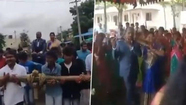 Telangana: अपने प्रिय शिक्षक को बैलगाड़ी में बिठाकर खुद खींचा, तेलंगाना के वारंगल के दुग्गोंडी हाईस्कुल में विद्यार्थियों ने दी अनोखी विदाई-Video