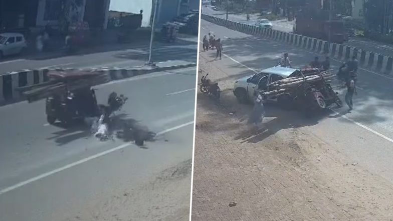UP Road Accident Video: बागपत में ई-रिक्शा बाइक को टक्कर मारने के बाद कार से टकराई, सीसीटीवी फुटेज वायरल