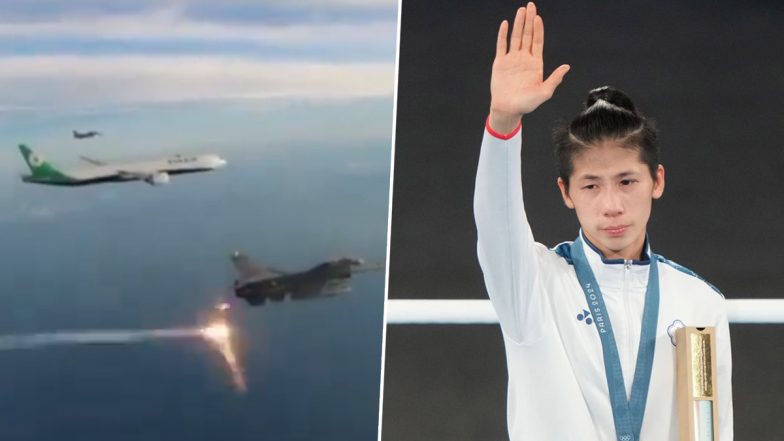 Lin Yu-Ting Welcomed With F-16 Fighter Jets:&nbsp;गोल्ड मेडलिस्ट लिन यू-टिंग की ताइवान में बेजोड़ स्वागत,&nbsp;सेना की&nbsp;3&nbsp;लड़ाकू विमानों ने किया एस्कॉर्ट, देखें वीडियो