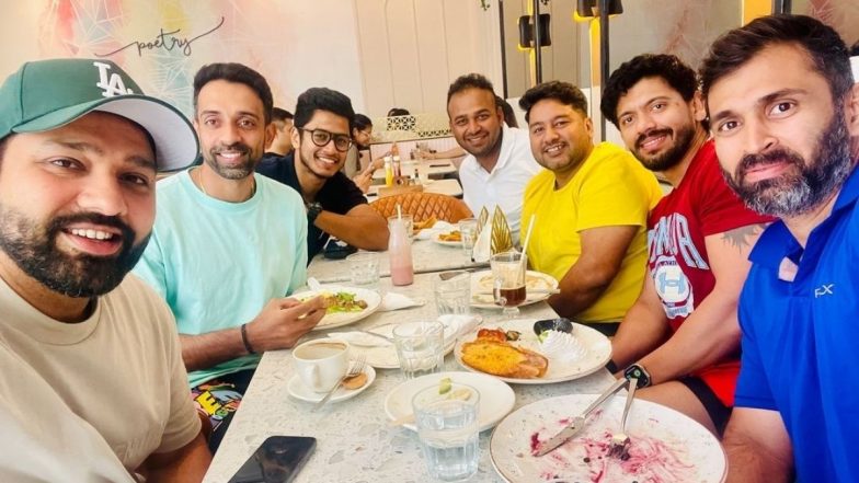 टीम इंडिया के कप्तान Rohit Sharma ने अभिषेक नायर समेत अन्य दोस्तों के साथ खाया खाना, धवल कुलकर्णी ने शेयर की तस्वीरें, देखें पोस्ट