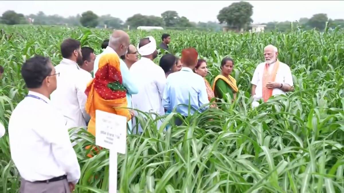 PM Modi Video: खेत में खड़े होकर पीएम मोदी ने किसानों और वैज्ञानिकों से की  बात! 109 उन्नत बीजों की किस्में जारी | 🗳️ LatestLY हिन्दी