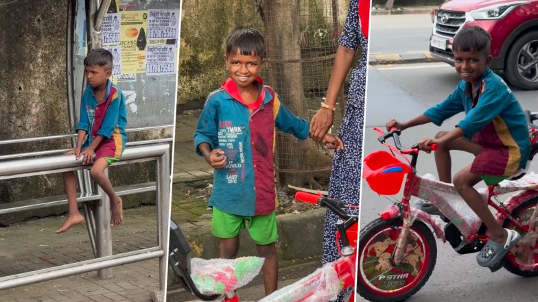 बस स्टॉप पर ख्याली साइकिल चला रहा था बच्चा, एक शख्स ने उसकी इच्छा पूरी करके जीत लिया सबका दिल (Watch Viral Video)