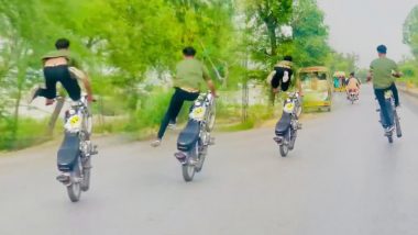 Bike Stunt Video: लड़के ने किया खतरनाक स्टंट! बाइक पर बंदर की तरह उछलने का वीडियो हुआ वायरल