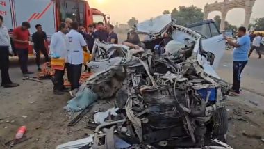 Sabarkantha Accident Video: गुजरात के साबरकांठा में भीषण सड़क हादसा, ट्रेलर से कार टकराई, 7 लोगों की मौके पर मौत