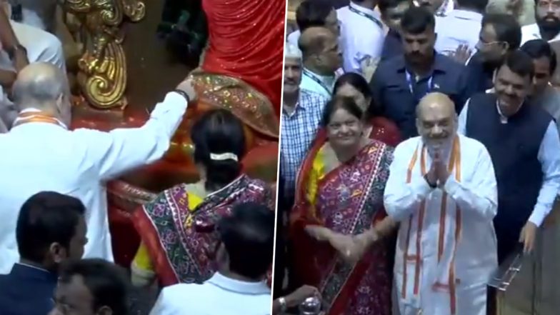 Amit Shah Lalbaugcha Raj Darshan Video: गृह मंत्री अमित शाह  मुंबई दौरे पर, पत्नी सोनल के साथ लालबागचा राजा के किए दर्शन, देखें  वीडियो