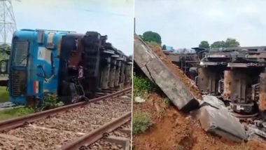 Ranchi Train Accident Video: झारखंड के रांची में ट्रेन हादसा! मालगाड़ी का एक इंजन डिरेल, तो दूसरा हुआ पलटी