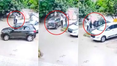 VIDEO: ग्रेटर नोएडा में टेस्ट ड्राइव के बहाने SUV लेकर फरार हुए 2 युवक, डीलरशिप कर्मचारी को धक्का देकर भागे