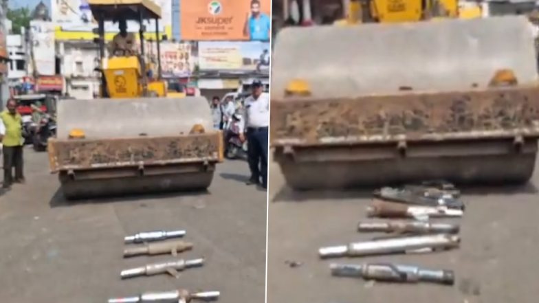 Video: उज्जैन में 15 लाख रूपए के तेज आवाज वाले साइलेंसरों पर चला बुलडोज़र, पुलिस ने जब्त किए थे 100 साइलेंसर