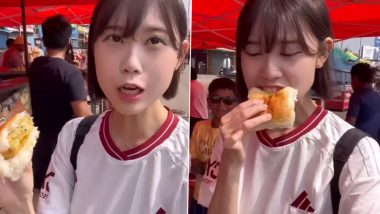 Korean Girl Tries Vada Pav: कोरियाई लड़की ने भारत यात्रा के दौरान खाया वड़ा पाव, देखें रिएक्शन