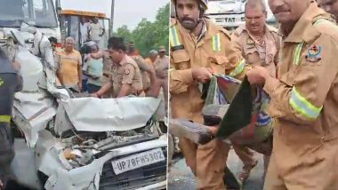 Kanpur Accident: कानपुर-इटावा एलिवेटेड हाईवे पर भीषण हादसा, डंपर और कार की भिड़ंत में 5 लोगों की मौत (Watch Video)