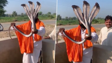 Three-Headed Cobra Snake Video: इस साधू ने हाथ में पकड़ रखा है तीन मुंह वाला कोबरा, वीडियो देख नहीं होगा विश्वास