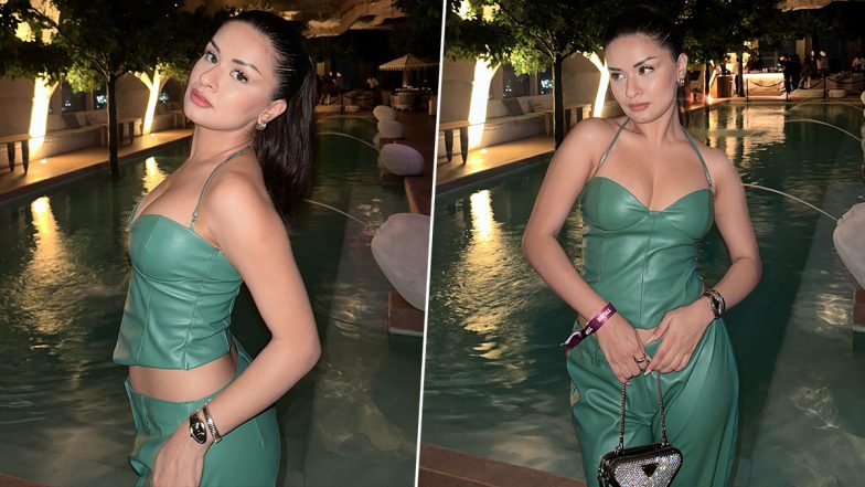 Avneet Kaur ने स्टायलिश लेदर आउटफिट में स्विमिंग पूल के किनारे दिए किलर पोज, एक्ट्रेस की हॉटनेस ने बढ़ाया सोशल मीडिया का तापमान (View Pics and Watch Video)