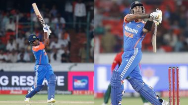 IND vs BAN, 3rd T20I Match 1st Inning Scorecard: हैदराबाद में संजू सैमसन और सूर्यकुमार यादव ने मचाया तांडव, तीसरे मुकाबले में टीम इंडिया ने बनाया टी20 इंटरनेशनल का दूसरा सबसे बड़ा टोटल, बांग्लादेश को दिया 298 रनों का लक्ष्य; यहां देखें पहली इनिंग का स्कोरकार्ड