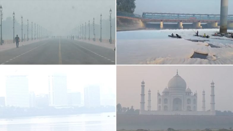 Delhi, Mumabi &amp; UP Air Pollution: दिल्ली, मुंबई और उत्तर प्रदेश में वायु गुणवत्ता हुई खराब, धुंध की चादर से ढका आसमान (Watch Video)