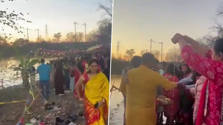 Chhath Puja in America: अमेरिका के&nbsp;न्यू जर्सी में छठ पूजा का हुआ आयोजन,&nbsp;बिहार और झारखंड के प्रवासी भारतीयों ने दिया सूर्य को&nbsp;'अर्घ्य' (Watch Video)