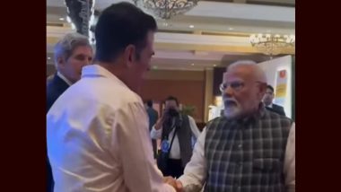 Narendra Modi Meets Akshay Kumar: प्रधानमंत्री नरेंद्र मोदी ने हिंदुस्तान टाइम्स लीडरशिप समिट 2024 में अक्षय कुमार से की मुलाकात, 'कैसे हो भाई?' के सवाल पर एक्टर का जवाब हुआ वायरल (Watch Video)