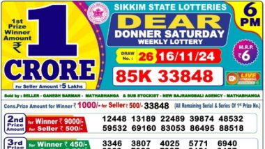 Sikkim State Lottery Result Today 6 PM Live: सिक्किम ''Dear Donor Saturday'' लॉटरी रिजल्ट जारी, पहला इनाम 1 करोड़ रुपये; देखें लकी ड्रा विजेताओं की सूची