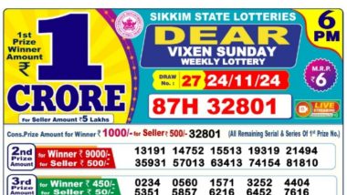 Sikkim State Lottery Result Today 6PM OUT: सिक्किम ''Dear Vixen Sunday'' विकली लॉटरी रिजल्ट जारी, पहला इनाम 1 करोड़ रुपये; देखें पूरी लिस्ट