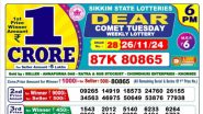 Sikkim State Lottery Result Released Today at 6 PM: सिक्किम ''Dear Comet Tuesday'' विकली लॉटरी रिजल्ट जारी, पहला इनाम 1 करोड़ रुपये; देखें पूरी लिस्ट