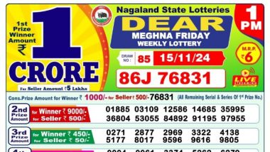 Lottery Sambad 15 November: नागालैंड “Dear Meghna Friday” विकली लॉटरी रिजल्ट जारी, पहला इनाम 1 करोड़ रुपये; देखें पूरी लिस्ट