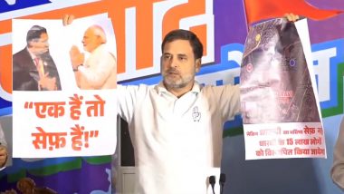 VIDEO: राहुल गांधी ने पीएम मोदी के स्लोगन 'एक हैं तो सेफ हैं' पर कसा तंज, अडानी और प्रधानमंत्री का पोस्टर जारी कर साधा निशान