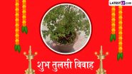 Tulsi Vivah 2024 Greetings: शुभ तुलसी विवाह! इन शानदार WhatsApp Stickers, GIF Images, HD Wallpapers, Photo Wishes को भेजकर दें बधाई