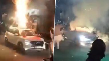 VIDEO: यूपी के सहारनपुर में बड़ी लापरवाही, बारात के दौरान दूल्हे की कार पर गिरी पटाखों की चिंगारी, जलकर राख!