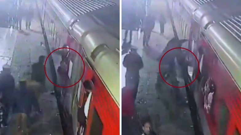 VIDEO: ट्रेन और प्लेटफार्म के बीच फंसी महिला, कानपुर रेलवे स्टेशन पर पुलिसकर्मी ने ऐसे बचाई जान