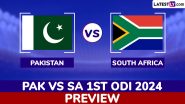 PAK vs SA 1st ODI 2024 Preview: पार्ल में खेला जाएगा पाकिस्तान बनाम दक्षिण अफ्रीका पहला वनडे मुकाबला, मैच से पहले जानें हेड टू हेड रिकार्ड्स, मिनी बैटल, स्ट्रीमिंग समेत सभी डिटेल्स