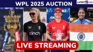 WPL 2025 Auction Live Streaming: महिला प्रीमियर लीग मिनी ऑक्शन में आज किसी का खुलेगा भाग्य, तो किसी को नहीं मिलेगा खरीदार; यहां जानें कब, कहां और कैसे देखें नीलामी का लाइव प्रसारण   