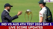 IND vs AUS 4th Test 2024 Day 1 Scorecard, Tea Break: पहले दिन के चाय ब्रेक तक, ऑस्ट्रेलिया ने 2 विकेट खोकर बनाए 176 रन, सैम कॉन्स्टास, उस्मान ख्वाजा का अर्धशतक, जडेजा, बुमराह ने दिलाई 1-1 सफलता