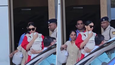 Deepika Spotted with Daughter Dua: अपनी बेटी दुआ के साथ मुंबई एयरपोर्ट पर नजर आईं दीपिका पादुकोण, सोशल मीडिया पर वीडियो हुआ वायरल (Watch Video)