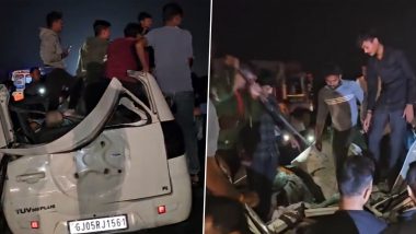 Nadiad Road Accident: गुजरात के नडियाद में अहमदाबाद-वडोदरा एक्सप्रेसवे पर भीषण सड़क हादसा, कार और ट्रक की टक्कर में 3 की मौत, 2 घायल; VIDEO