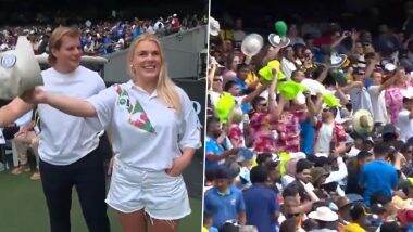 Shane Warne's Daughter and Son Pay Tribute: बॉक्सिंग डे टेस्ट के दौरान MCG में दर्शकों के साथ शेन वॉर्न को श्रद्धांजलि देते दिखे बेटे जैक्सन और बेटी समर, वीडियो हुआ वायरल